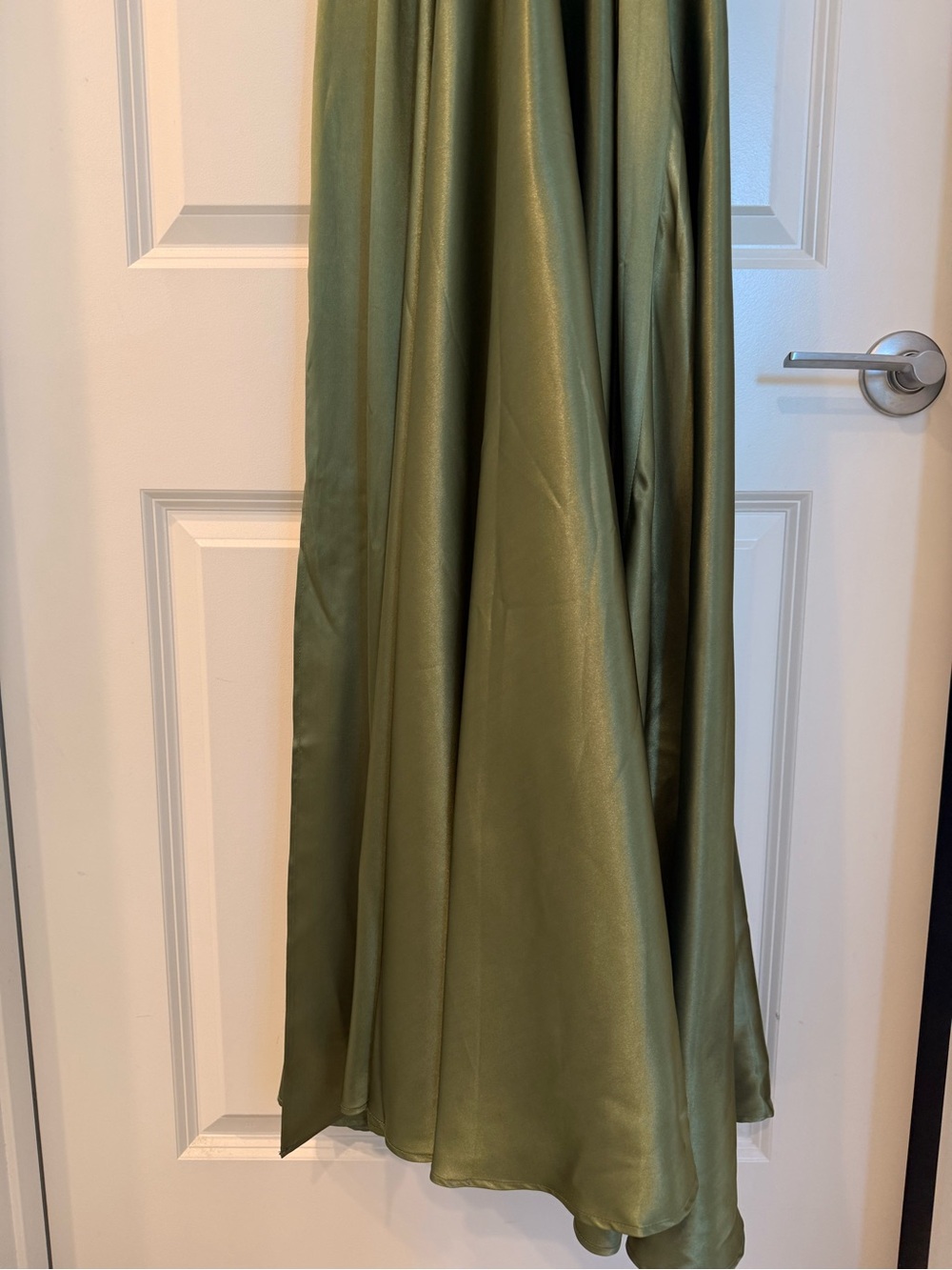 NEW Bronx Banco Leo Sage Maxi Dress, Olive Green Satin Cowl Neck Evening Gown - Picture 16 of 16